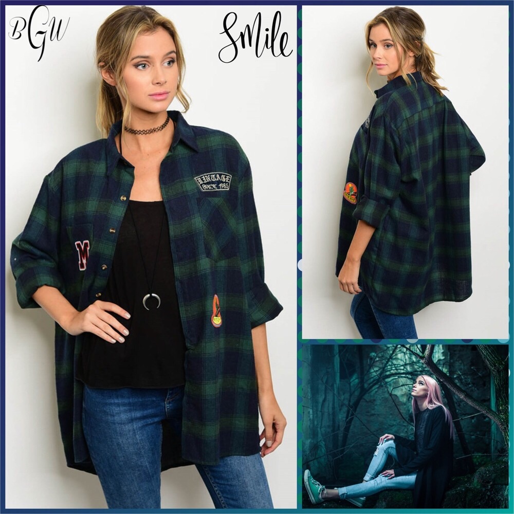 🎃SALE Best Seller Boyfriend Flannel Patch Shirt - Picture 2 of 3